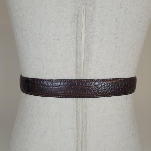 Brighton Belt Med Brown Leather Western Croc Embossed Cowgirl Rodeo Filigree USA